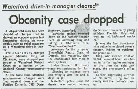 Pontiac Drive-In Theatre - Waterford Pontiac Drive-Ins Article Nov 24 1971 Detroit News
